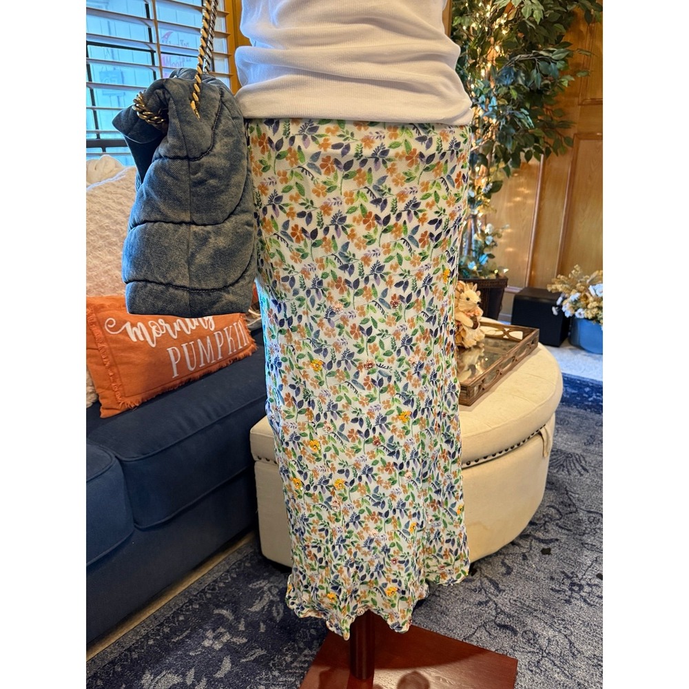 Anthropologie Maeve Floral Rhinestonee Midi Skirt – Size MEDIUM - Picture 11 of 12